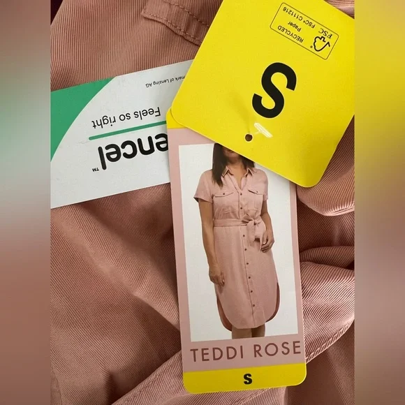 Brand New-Teddi Rose Tencel Shirt Dress - Picture 9 of 11